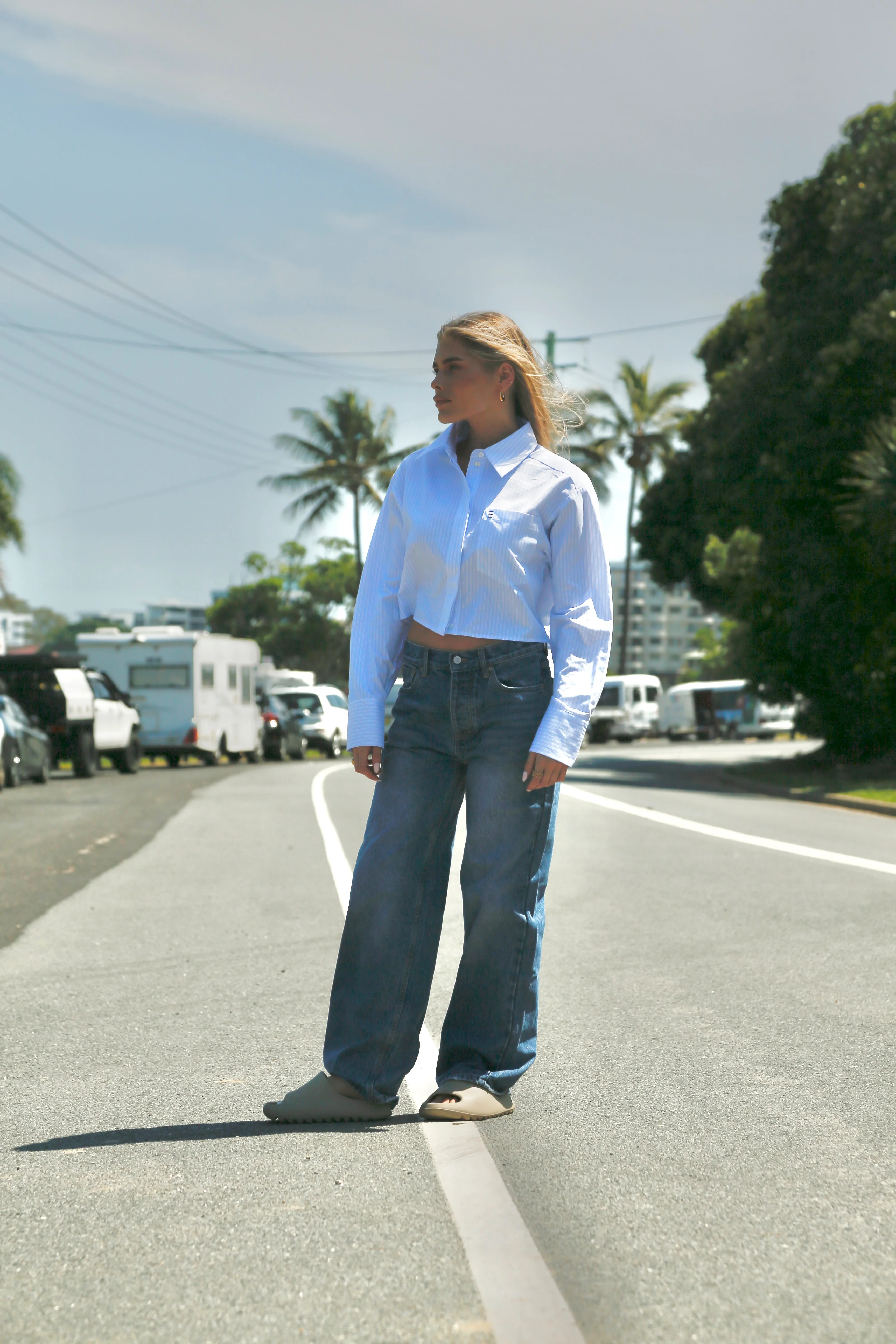 JONES CROP SHIRT BLUE STRIPE - Image 11