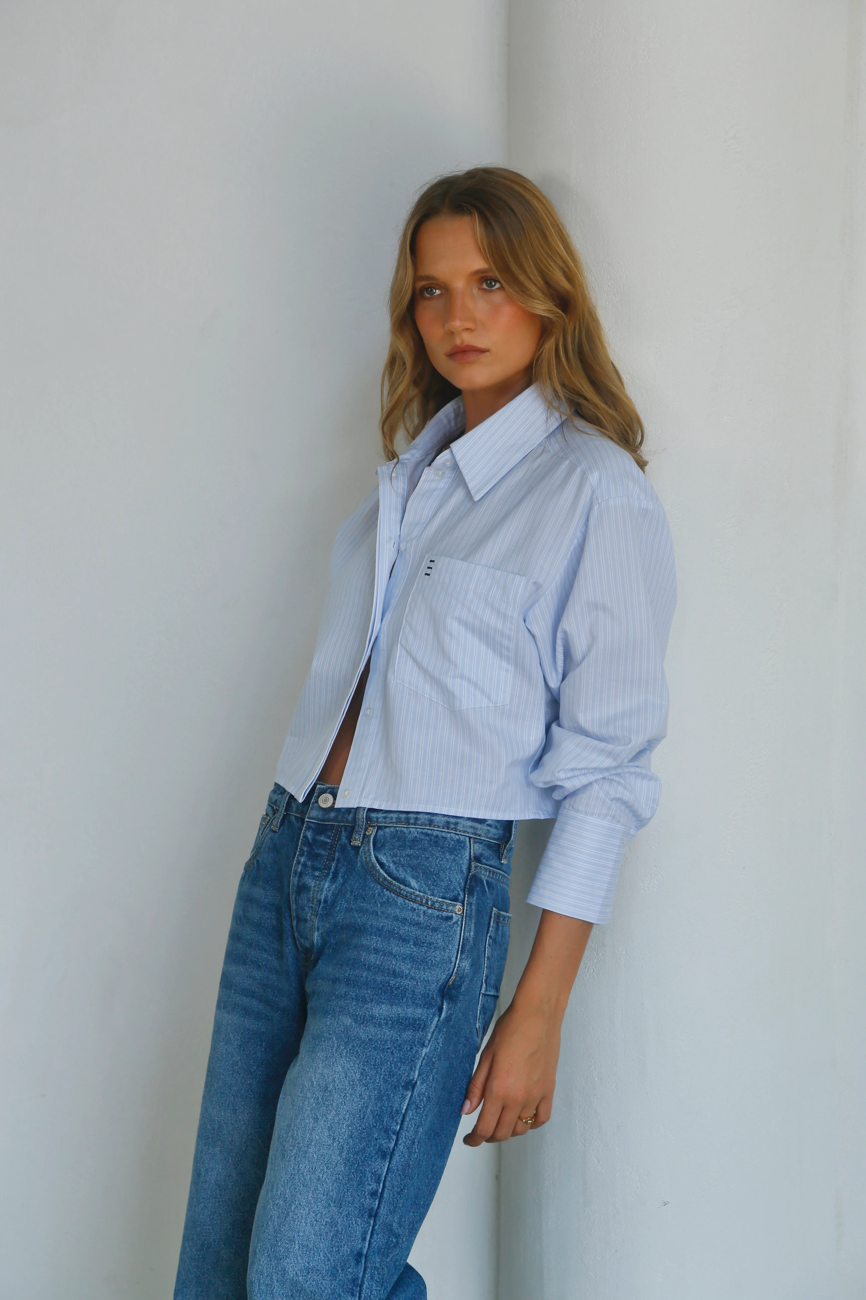 JONES CROP SHIRT BLUE STRIPE - Image 5