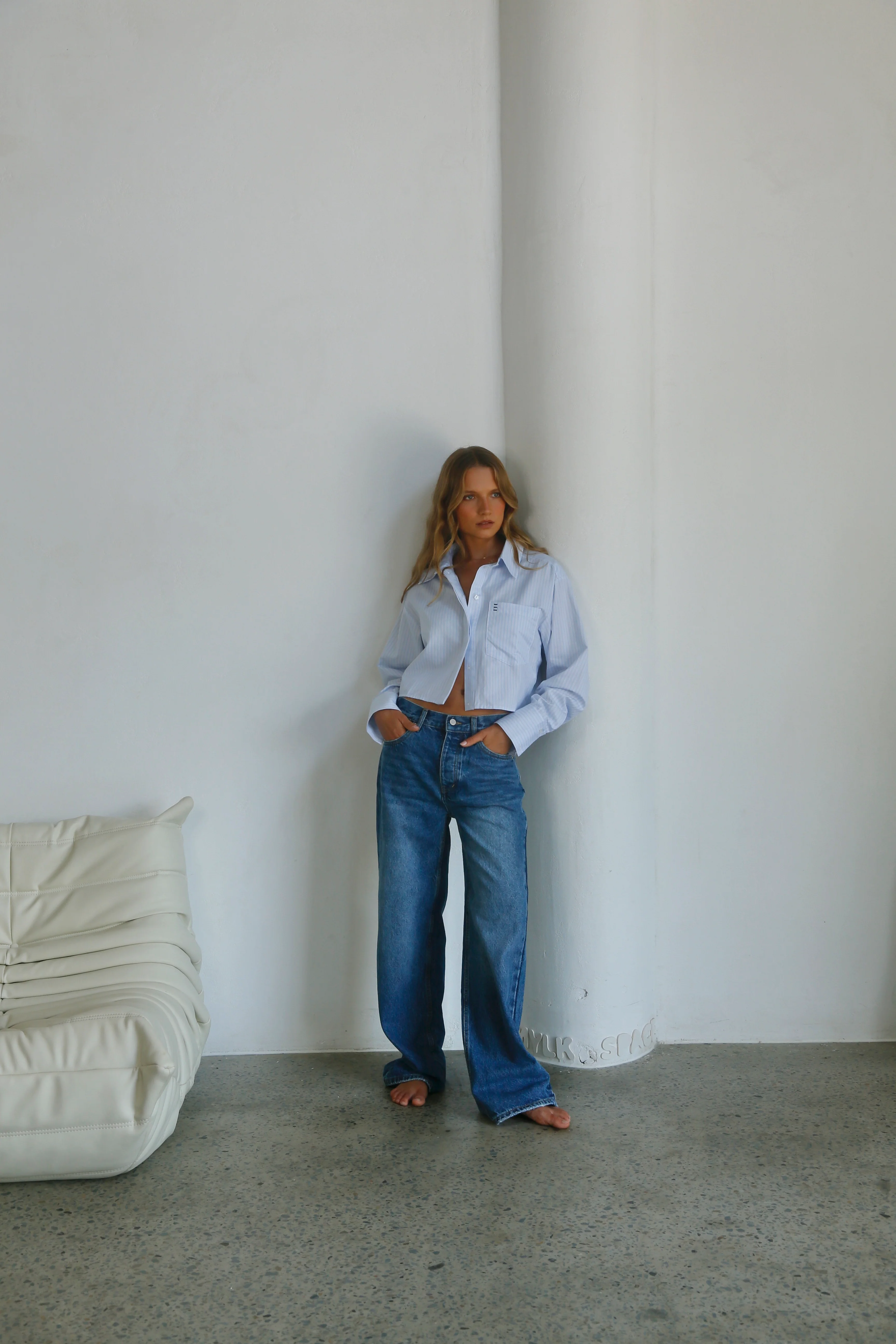 JONES CROP SHIRT BLUE STRIPE - Image 6