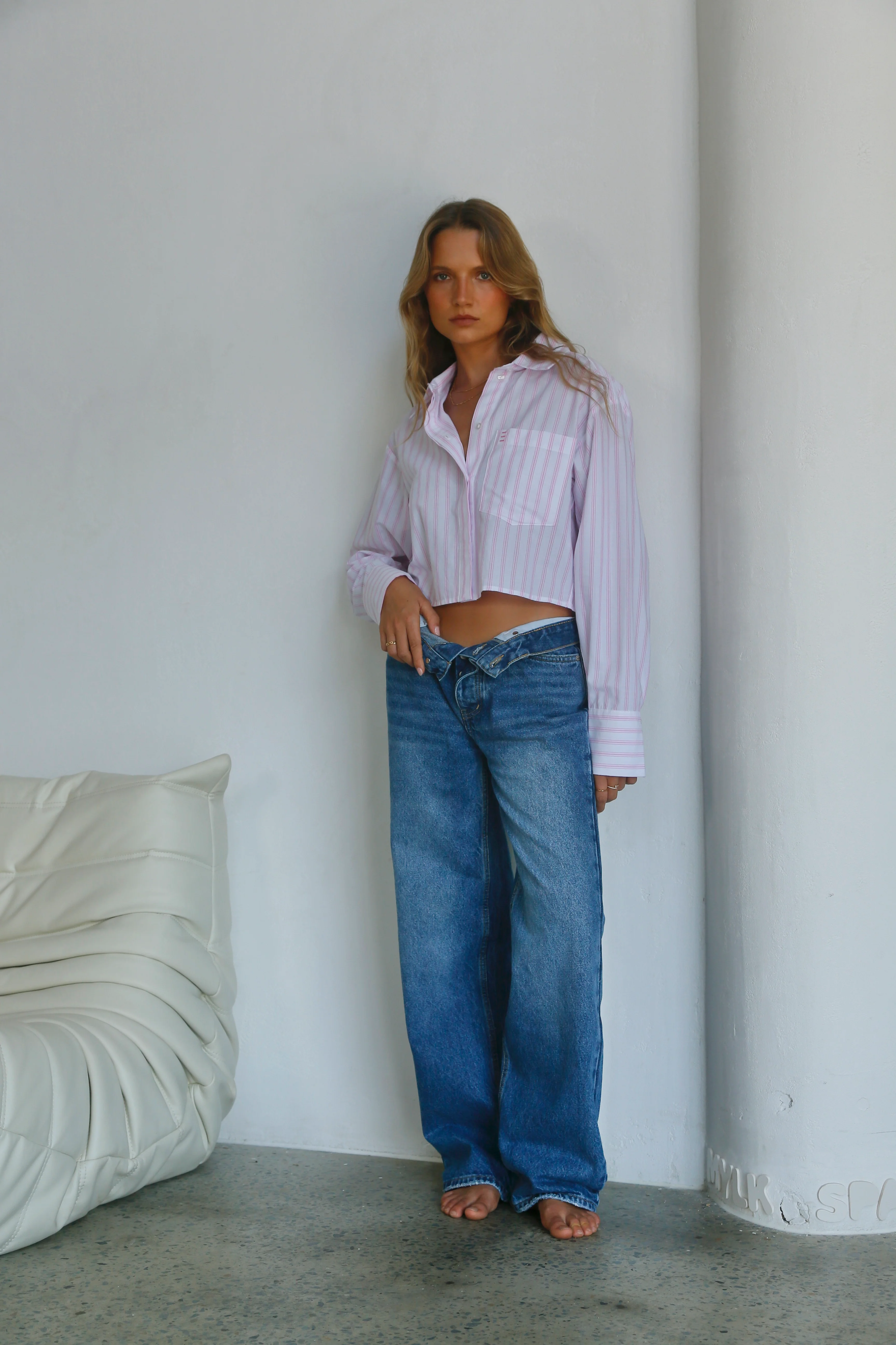 JONES CROP SHIRT PINK STRIPE - Image 6