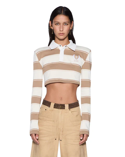 ACADEMY LS POLO SHIRT TAN STRIPE - Image 2
