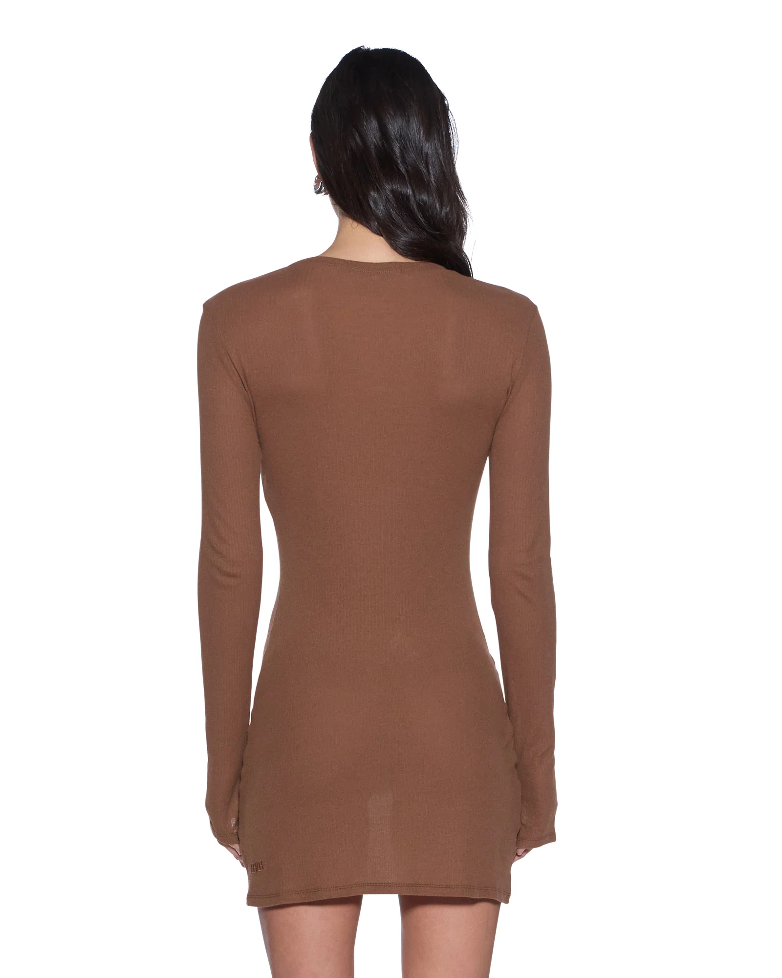 CRAWFORD LS MINI DRESS CHOCOLATE BROWN - Image 3