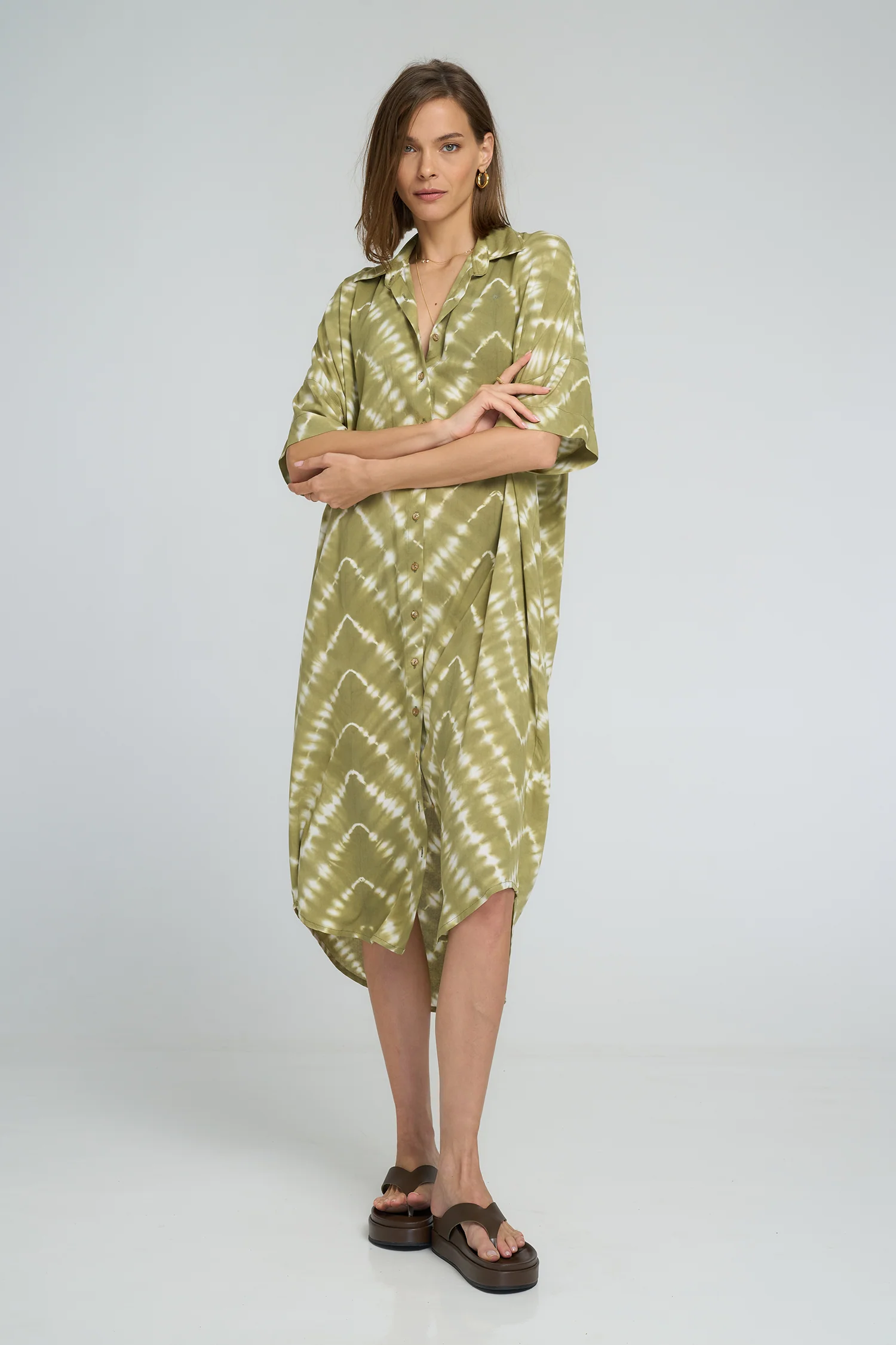 GEORGIE SHIRT DRESS MATCHA