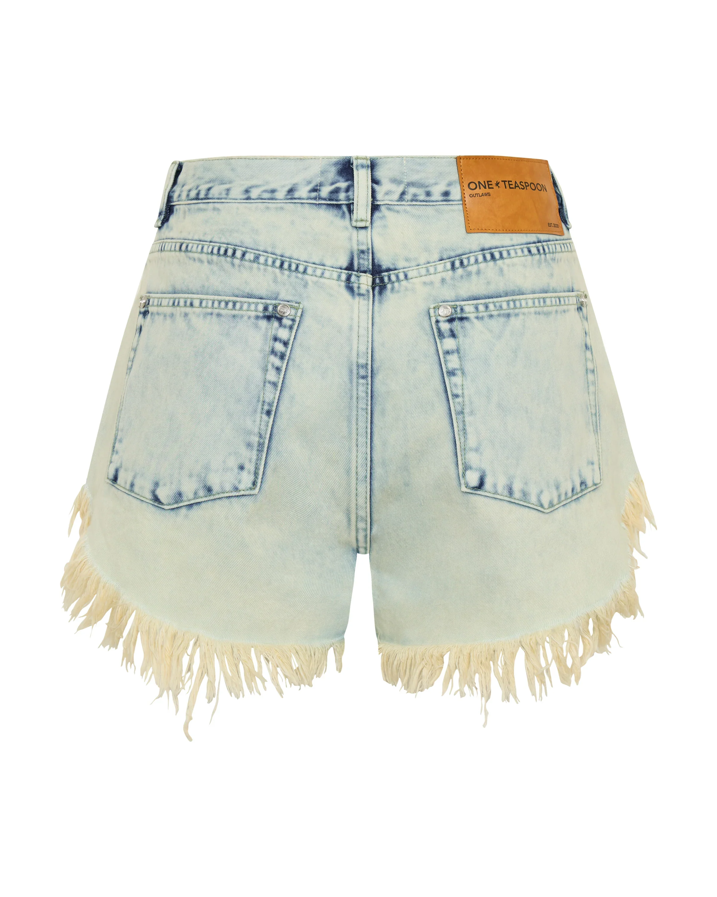 OUTLAWS MID WAIST MID LENGTH DENIM SHORTS AMBROSIA BLUE - Image 9