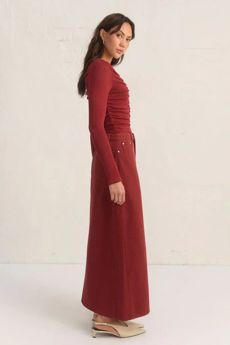 OXIDE DENIM SKIRT WINE - Image 3