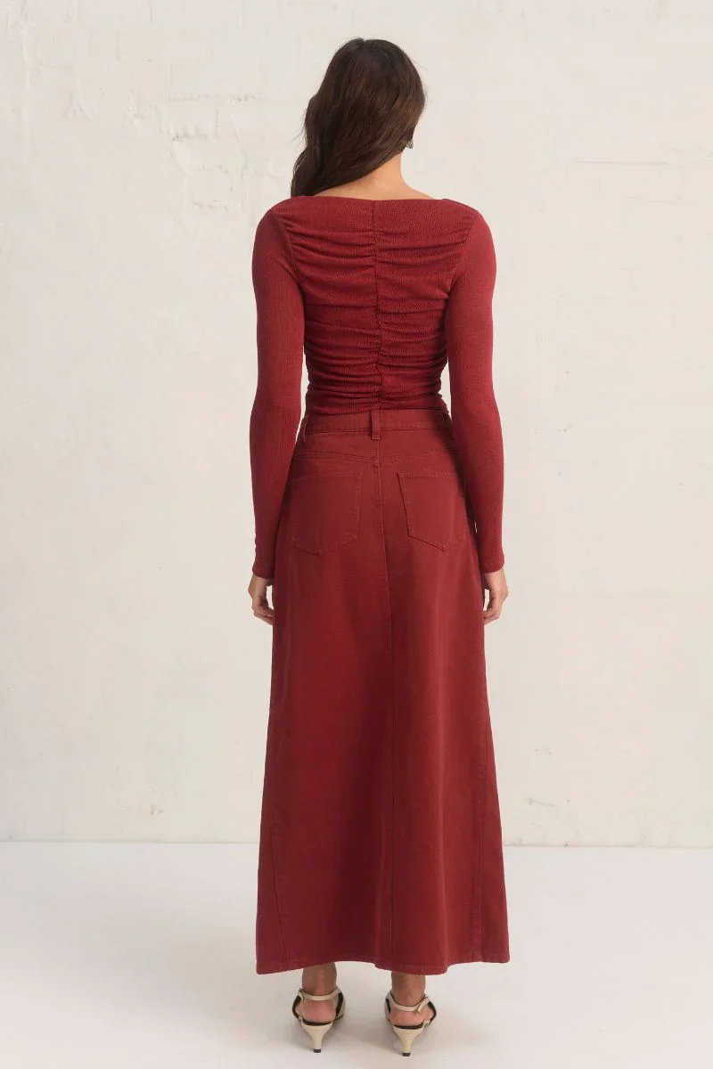 OXIDE DENIM SKIRT WINE - Image 4