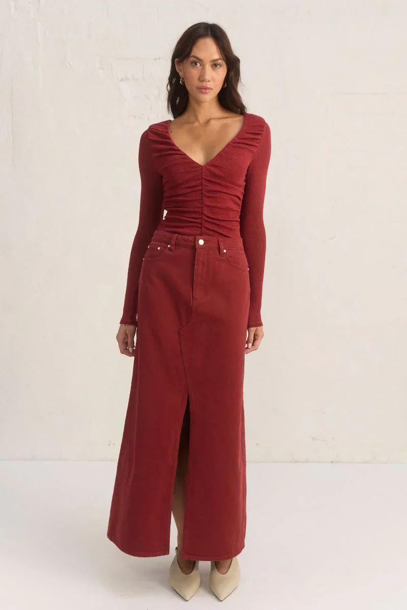 OXIDE DENIM SKIRT WINE - Image 5