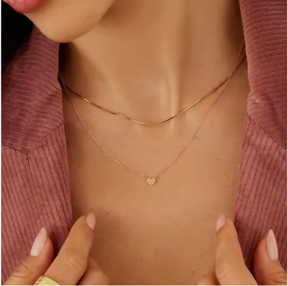 SOLID HEART MINI NECKLACE GOLD - Image 3