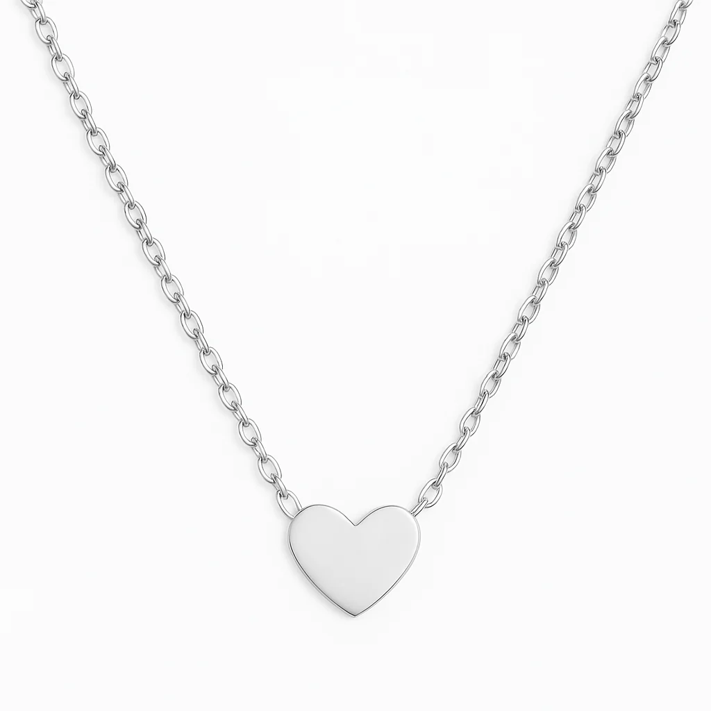 SOLID HEART MINI NECKLACE SILVER