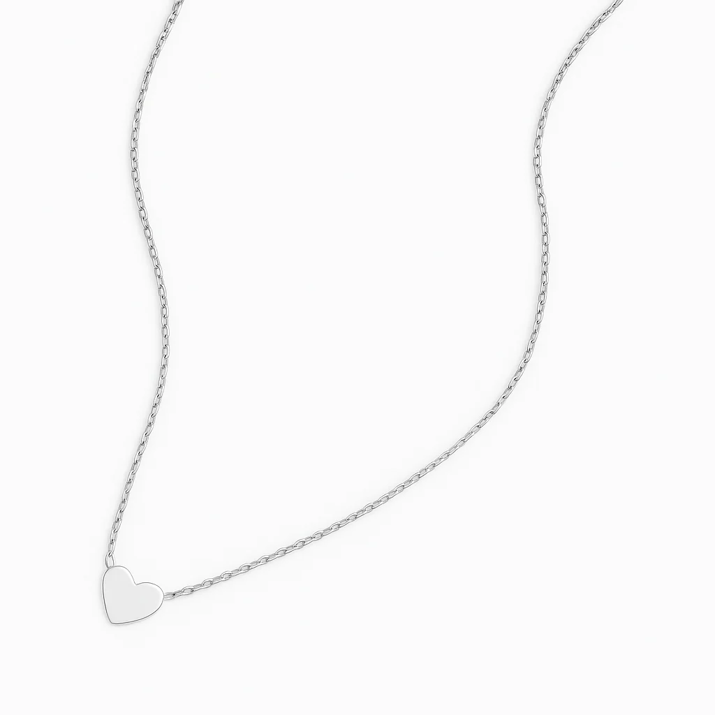 SOLID HEART MINI NECKLACE SILVER - Image 2