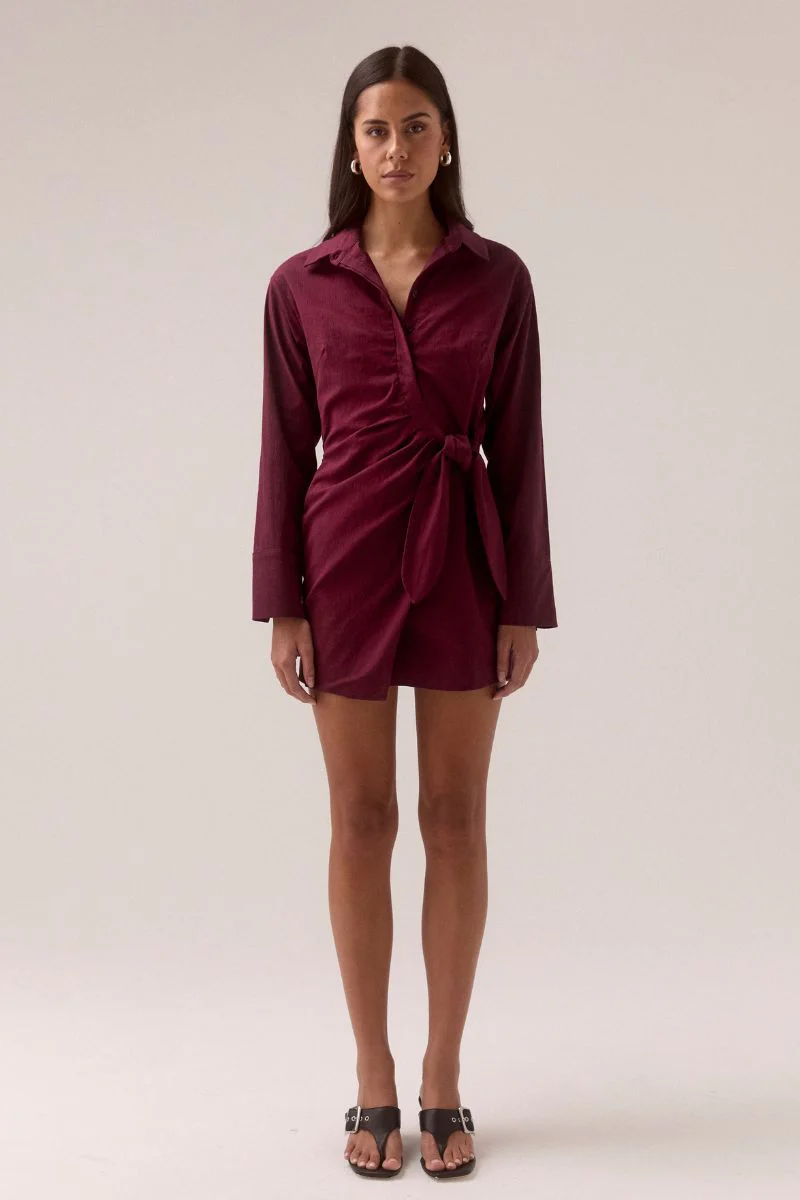 PRIMARY SHIRT DRESS PLUM