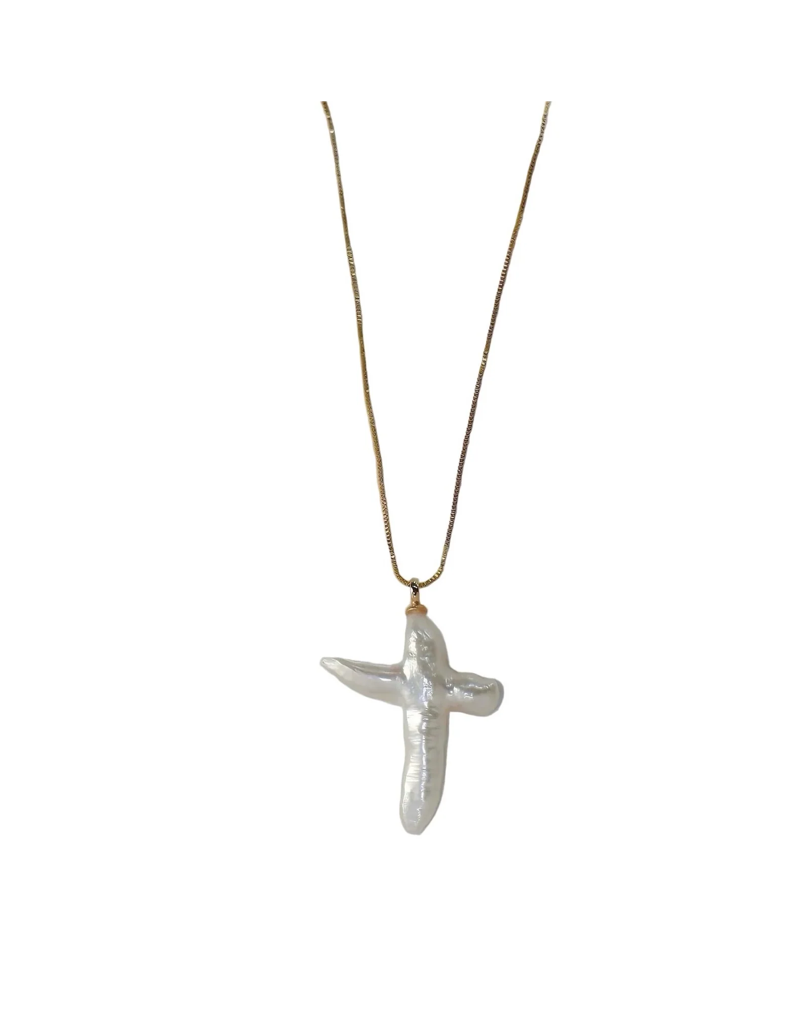 LITA PEARL CROSS NECKLACE